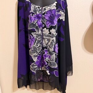 Avenue Purple and Black Floral Blouse